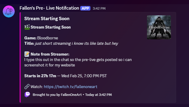 Discord Pre-Live Notification